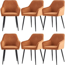 JYMTOM Dining Room Chairs, 1 Piece, Set of 2, Kitchen Chairs, Upholstered Chairs, Living Room Chairs, Armrest, Metal Legs (Orange, 6