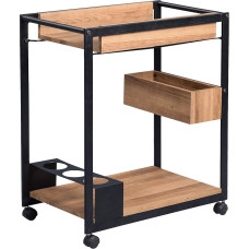 M2 Kollektion Kuba 2 Side Tables/Bar Trolley/Serving Trolley, MDF Decor Oak Brown, 64 x 38 cm, Height 73 cm