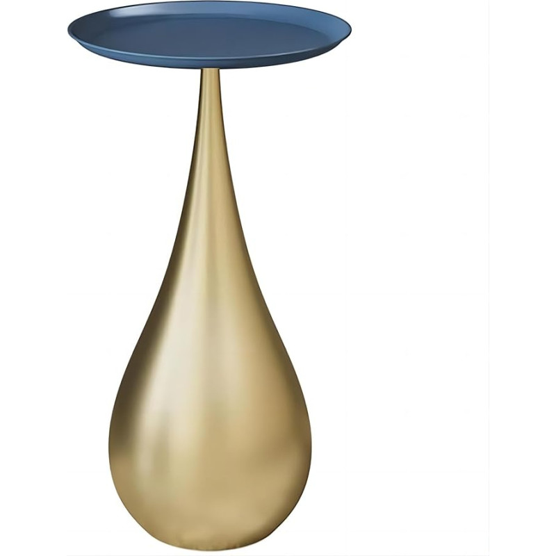 Moderner runder Couchtisch – Mid-Century Metall-Sockel, stilvoller Nachttisch und Teetisch für Wohnzimmer, Balkon oder Freizeit, elegantes blaues Finish