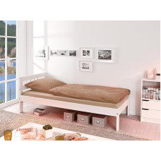 Inter Link Fana Wooden Bed - Bed Frame - Youth Bed - Guest Bed - Single Bed - Modern Bed Made of Solid Pine Wood - Without Slatted Frame - White Lacquered - 90 x 200 cm