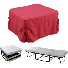 Dmora Convertible Pouf in Padded Fabric with Mesh and Mattress 75 x 75 x 42 cm Red