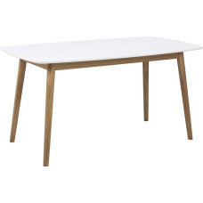 AC Design Furniture Pernille Dining Table - 150 x 80 x 75.5 cm - White UV-Painted MDF Table Top with Painted Oak Wood Frame - Nordic Design with Rounded Edges - Comfortable Space for 4 People