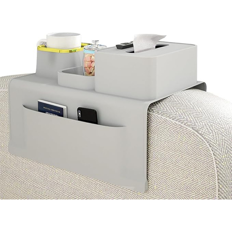 Elegauit Sofa Armlehnen Tablett, Getränkehalter-Ablage aus Silikon für die Couch, Couch-Armlehnenablage für Handy, Snacks und Fernbedienung
