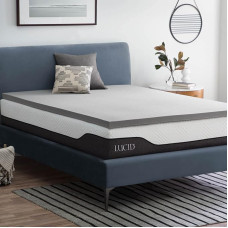 Lucid Bamboo Charcoal Memory Foam Mattress Topper 5cm Activated Carbon Breathable Mattress Topper King Size (150x200cm)