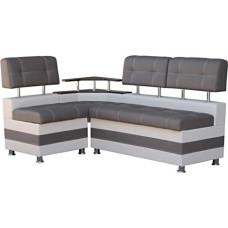 Corner Bench Latte Dining Corner Bench Grey Modern Faux Leather with Shelf and Storage Space