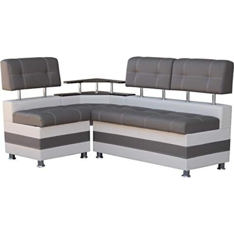 Corner Bench Latte Dining Corner Bench Grey Modern Faux Leather with Shelf and Storage Space