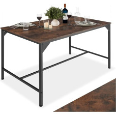 tectake® Industrial Dining Table Wood and Metal, Dining Table 120 x 75 x 75 cm, Kitchen Table, Bar Table, Bistro Table, Living Room, Kitchen Furniture, Dining Room Furniture - Industrial Dark Brown