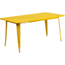 Flash Furniture Charis Commercial Grade 80 x 160 cm Rectangular Yellow Metal Indoor Outdoor Table