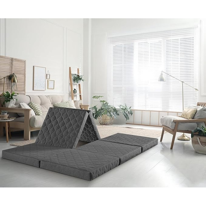 Traumnacht de Luxe Guest Mattress for Two with Cover 195 x 140 x 8 cm, Light Grey