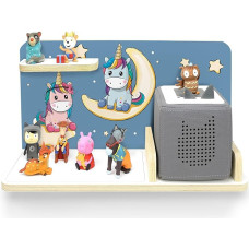 stadtecken® Children's Shelf for Music Box, Pony Cool Motif, Small, Suitable for Toniebox and Approx. 25 Tonies, Gift Idea, Radio Play, for Hanging or Standing (Night Owl, Small)