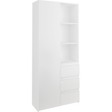 Happy Babies Bookcase 180 x 80 cm White Living Room Standing Shelf Multi-Purpose Cabinet for Study Room Tall Cabinet with Shelves / Drawers
