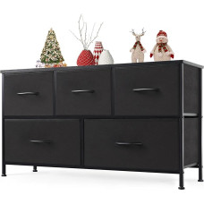 Sweetcrispy NNC-2312-BC Chest of Drawers for Bedroom Closet Organiser, Metal, Black, 5 Deep Drawers