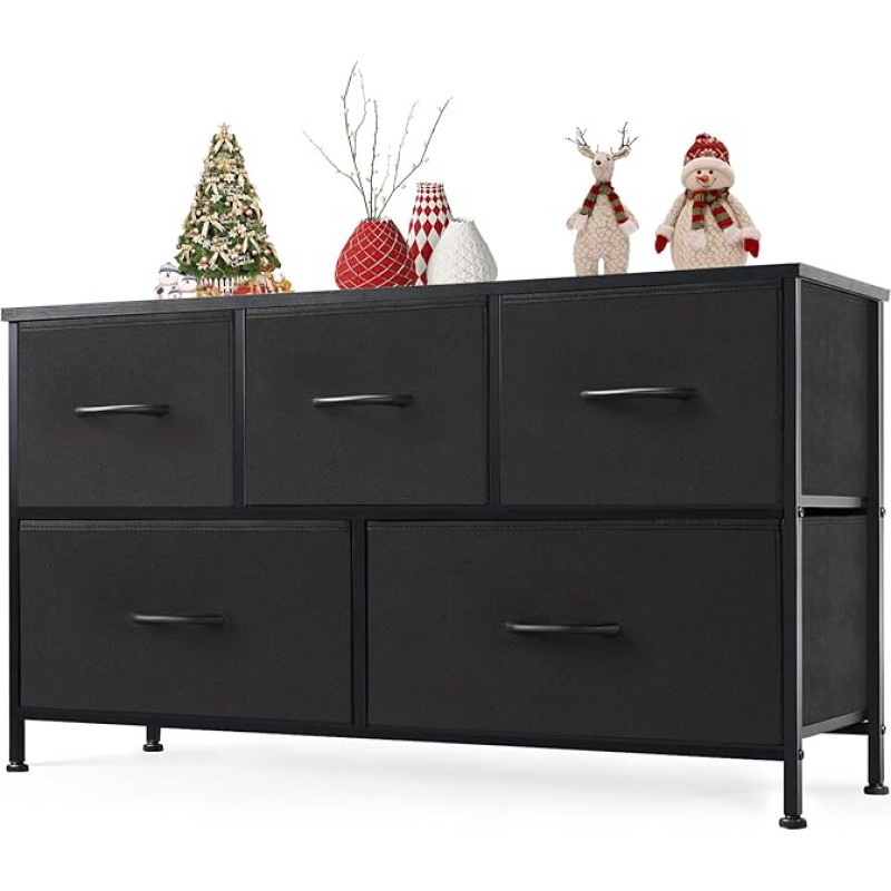 Sweetcrispy NNC-2312-BC Chest of Drawers for Bedroom Closet Organiser, Metal, Black, 5 Deep Drawers