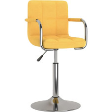 vidaXL Dining Room Chair with Armrests Rotatable Height Adjustable Kitchen Chair Dining Chair Swivel Chair Upholstered Chair Recliner Chair Yellow Fabric