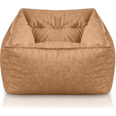 Aiire Luxury Modern Design Faux Leather Bean Bag Chair XXL Bean Bag Chair with Filling for Adults or Teens Room Beige
