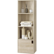eSituro Bookcase Wall, Slim Shelf with Door, 4 Compartments, Standing Shelf, Cube Shelf for Living Room, Bedroom, Office, Light Oak