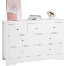 VEVOR Chest of Drawers with 7 Drawers & Tilt Protection, Minimalist Modern Drawer Cabinet (400 x 1199 x 813 mm) Organiser Drawer Chest of Drawers for Living Room Bedroom Entrance Hallway (White)