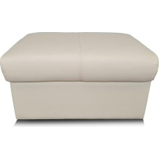 Quattro Meble Cream Genuine Leather Stool with Storage Space Leather MDR Cream Stool Cowhide Seat Cube Footstool Upholstery Stool Real Leather Puff Model NT 2p (90 x 55 x H - 40 cm)