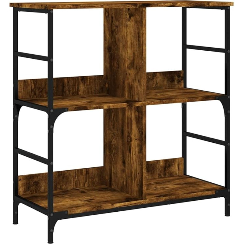 vidaXL Bookcase, Bookcase with 4 Compartments, Shelf with Adjustable Legs, Standing Shelf, Filing Shelf for Living Room, Office, Smoked Oak Wood Material