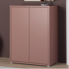 Forte Alice Springs Chest of Drawers 75 80, Modern Chest of Drawers with 2 Revolving Doors, Living Room, Hallway, Bedroom, Wood Composite, Terracotta, 74.5 cm Wide x 99.1 cm High x 41.5 cm Deep