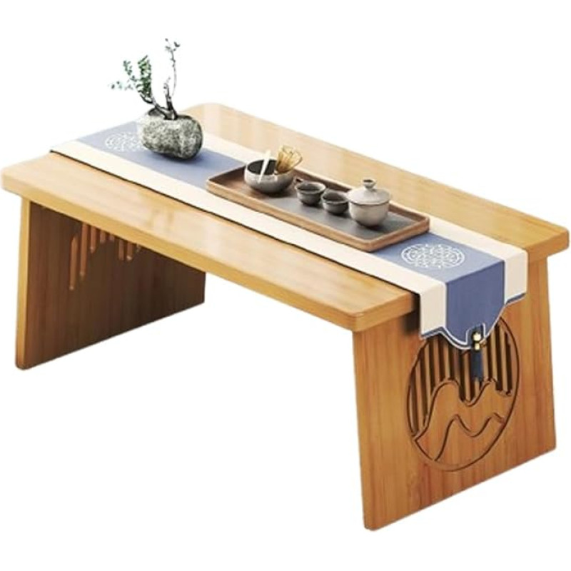 WIKLMOTH Foldable Japanese Style Floor Small Tea Table, Tatami Coffee Table, Low Altar Table for Meditation, for Floor Sitting, for Food and Spiritual Practices (Wood, 80 x 40 x 30 cm)