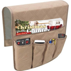 Outtybrave Waterproof Sofa Chair Armrest Organizer Soft Non-Slip Caddy Organizer Fits Cell Phone Book Magazine TV Remote Control Beige