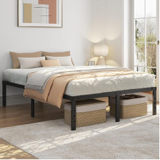 Yaheetech Bed Frame 36 cm H Metal Bed with Slatted Base, Metal Bed Frame, Modern Double Bed, Single Bed, Easy Assembly, Black, 140 x 200 cm