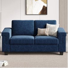 COPIAE 160 cm Small Couch for Living Room, Heavy Duty Two Seater Sofa, Velvet Fabric 2-Seater Couch with Wooden Frame & Padded Cushion, Modern Sofa with Deep Seat for Bedroom, Office