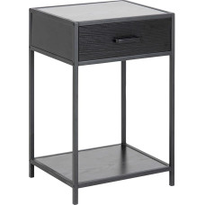 AC Design Furniture Jörn Bedside Table W 42 x H 63 x D 35 cm Black Ash Effect / Black Wood / Metal