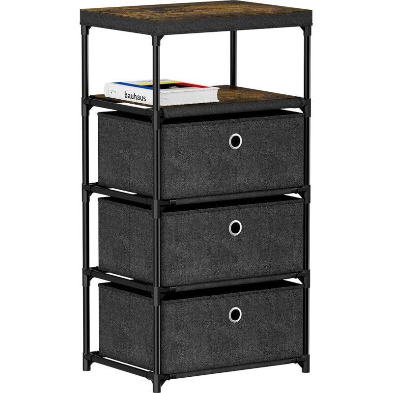 Bomclap Side Table with Fabric Drawers, Tiers Bedside Table with Metal Frame, Bedside Table for Living Room, Bedroom, Kitchen, Office (5 Levels)