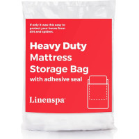 (Queen) - LINENSPA Heavyweight 4 mil Mattress Bag with Adhesive Closure Strip - Moving and Storage Plastic Cover - Full / Queen