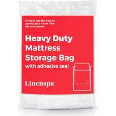 (Queen) - LINENSPA Heavyweight 4 mil Mattress Bag with Adhesive Closure Strip - Moving and Storage Plastic Cover - Full / Queen