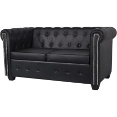Tidyard Chesterfield Sofa 2-Seater Lounge Leather Sofa Couch Sofa Set Vintage Couch Office Sofa Upholstery Furniture Style Sofa Couch Set Upholstered Sofa Faux Leather Black