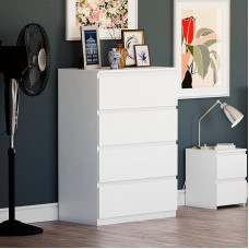 Vida Designs Denver 4 Drawer Chest of Drawers, White