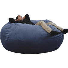 Giant Bean Bag 160cm Diameter Velvet Crushed Foam Super Comfortable Sofa Double Covers Machine Washable Cushion (Blue)