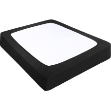 PiccoCasa Box Spring Cover, Stretchy Fabric Wrapped to 4 Sides, Wrinkle Free for Home, Elastic Mattress Cover, Fits Mattresses Up to 14 Inch, Black King