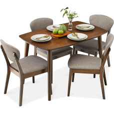 Best Choice Products Mid-Century 5 Piece Dining Set, Compact Modern Table and Chair Set for Home, Apartment with 4 Chairs, Upholstered Seats and Backrests, Wooden Frame