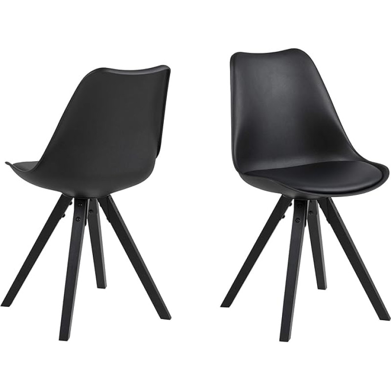 Amazon Brand - Movian Arendsee Set of 2 Dining Room Chairs, 55 x 48.5 x 85 cm (L x W x H), Black