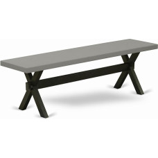 East West Furniture XB696 Beautiful Cement Surface and Amazing 4 Legs in Wire Brushed Black Finish Solid Wood Kitchen Table Bench and Structure