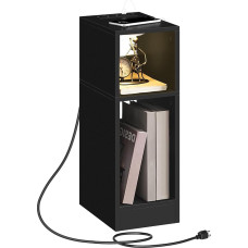 MAHANCRIS Side Table with Charging Station Bedside Table with Sensor LED Light Coffee Table for Small Spaces Living Room Bedroom Black AETBK25UE01