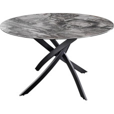 Riess Ambiente Alpine Round Dining Table 120 cm Taupe Ceramic Black Metal Frame 6 People