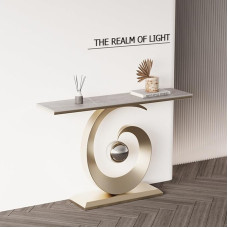Modern Entrance Table Narrow Console Sofa Table with Metal Frame Sturdy Hallway Furniture Versatile Foyer Table for Living Room Gold Finish 120cm