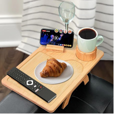 Coffee Table Cup Holder Gift - Armrest with Clip Tray with 360 Rotating Phone Stand Birthday Gift