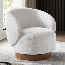 KISLOT Modern Round Padded Performance Fabric Swivel Chair for Bedroom, Reading, Waiting, Living Room