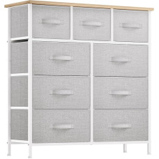 YITAHOME Chest of Drawers with 9 Drawers - Fabric Storage Tower for Bedroom, Living Room, Hallway - Sturdy Steel Frame (Light Grey)