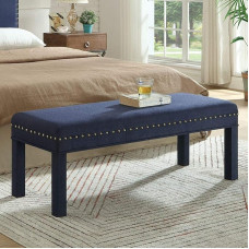 WEMART 24KF Padded Bed Bench with Nail Head Trim Navy