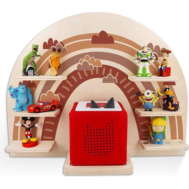 GRAVURZEILE Toniebox Shelf for Children's Room, Wall Shelf for Storing Tonie Music Box and 24 Figures, Freely Placeable Magnetic Surface, Colour: Red (Without Name)