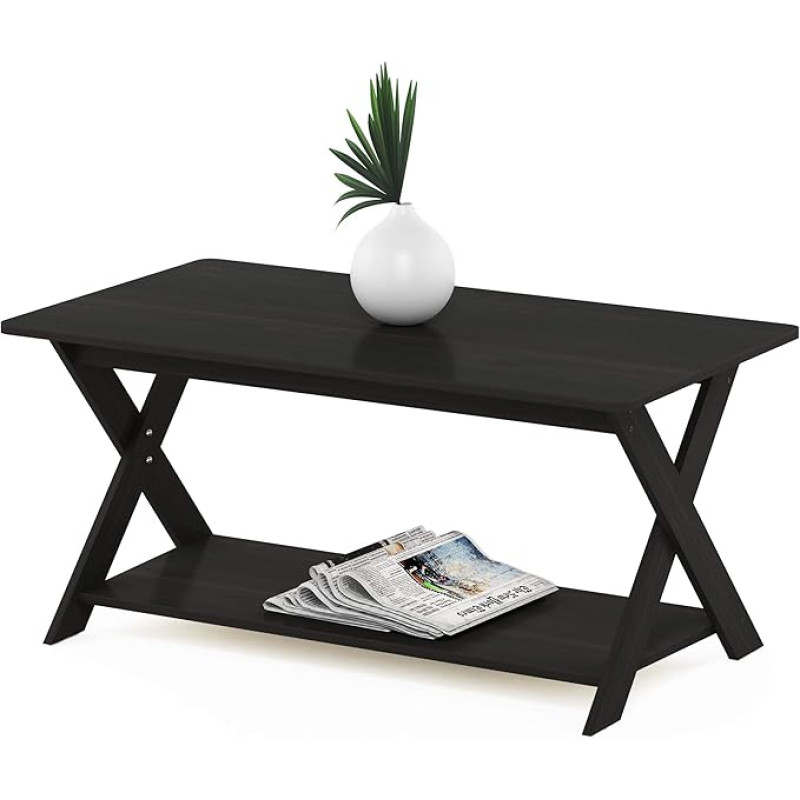 Furinno Coffee Table with Cross Legs, Wood, Espresso, 50 x 89.9 x 40.59 cm