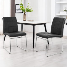 Bekrvio Faux Leather Dining Room Chairs, Set of 2, Made of Leather (160 kg), Kitchen Chairs without Armrests with Padded Seat, Lightweight Luxury Dining Room Chairs with High Backrest and Diamond