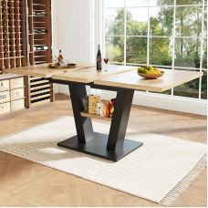 Kebnor Telescopic Dining Table (118-157 x 70 x 75 cm), Table, Kitchen Table, Extendable Table, with the Help of Internal Inserts, Extendable to 118-157 cm, for Kitchen and Living Room, Wood-Coloured